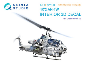 Quinta Studio QD+72190 AH-1W 3D-Printed &amp; coloured Interior on decal paper (Dream Model) 1/72