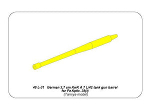 Aber 48L-31 German 3,7 cm KwK A 7 L/42 tank gun barrel for Pz.Kpfw. 38(t) 1/48 – zdjęcie 9