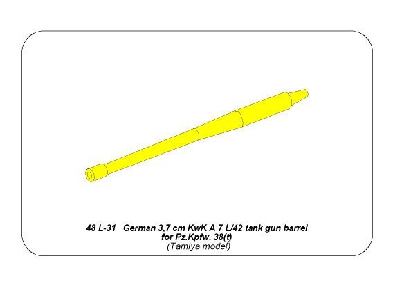 Aber 48L-31 German 3,7 cm KwK A 7 L/42 tank gun barrel for Pz.Kpfw. 38(t) 1/48 – zdjęcie 9