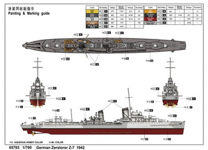 Trumpeter 05793 German Zerstorser Z-7 1942 1/700 – zdjęcie 2