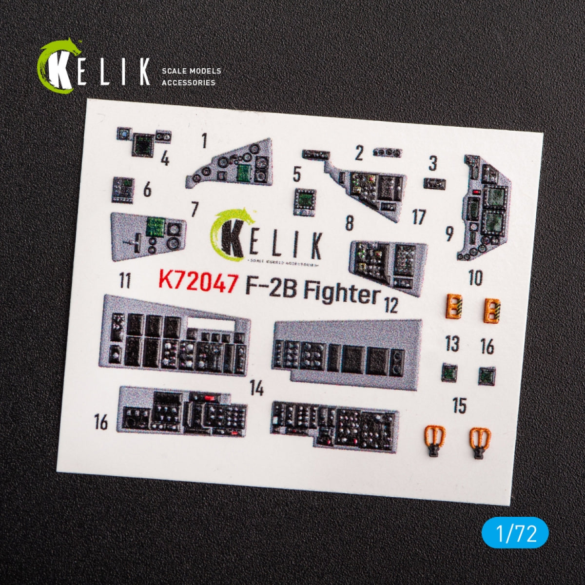 Kelik K72047 JASDF F-2B Fighter interior 3D decals for FineMolds kit 1/72