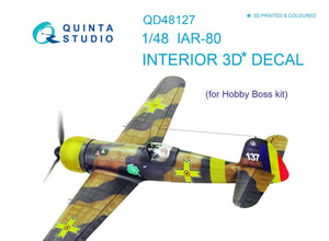 Quinta Studio QD48127 IAR-80 3D-Printed &amp;amp; coloured Interior on decal paper (for HobbyBoss kit) 1/48
