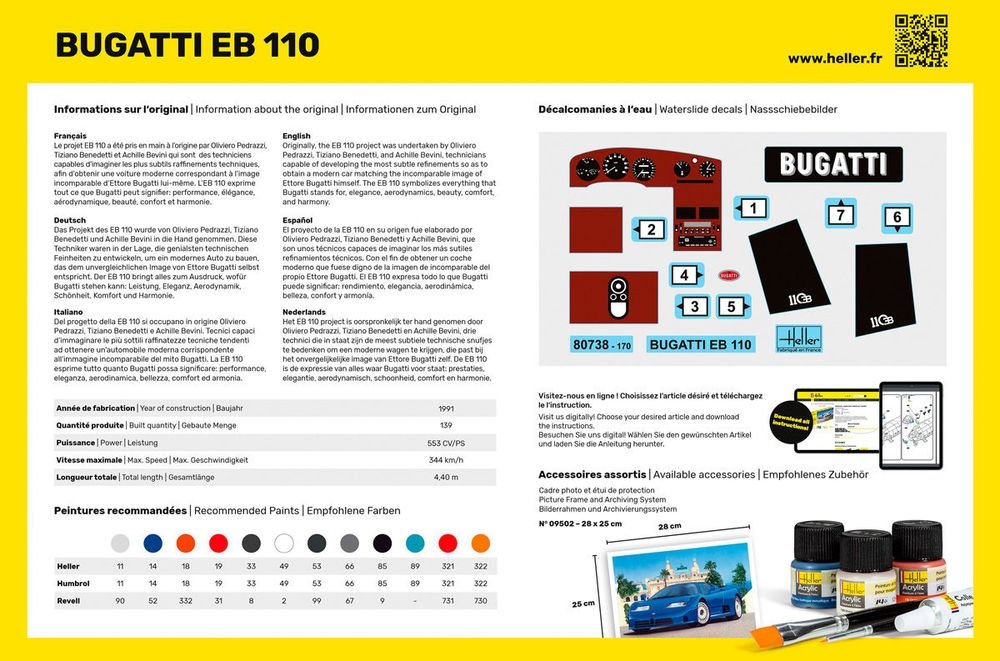 Heller 56738 STARTER KIT BUGATTI EB 110 1/24 – Bild 4