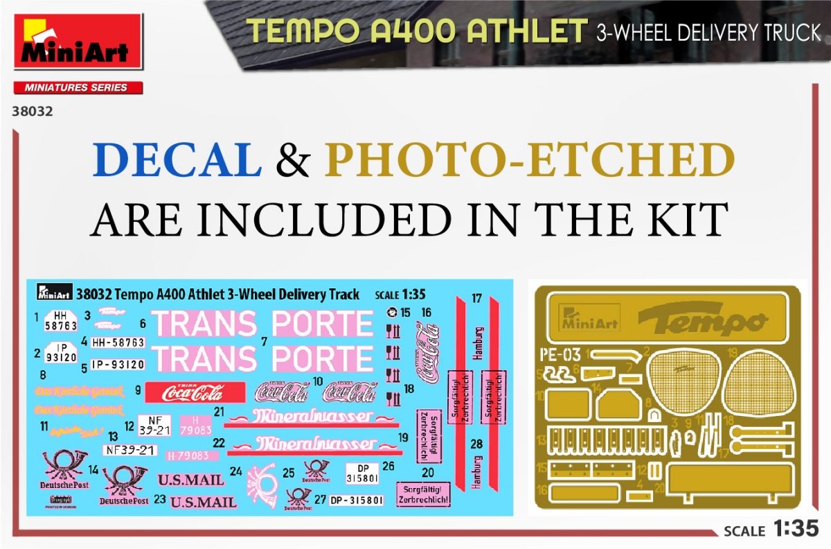 MiniArt 38032 TEMPO A400 ATHLET CAMION DE LIVRAISON À 3 ROUES 1/35 – image 2