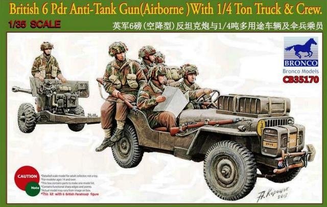 Bronco CB35170 British 6pdr Anti-Tank Gun (Airborne) With 1/4Ton Truck Crew 1/35