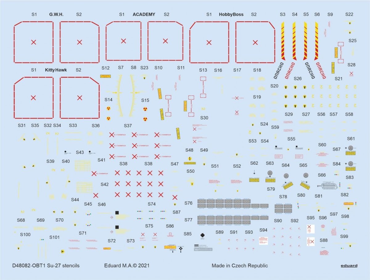 Eduard D48082 Su-27 stencils ACADEMY/KITTY HAWK/HOBBY BOSS/GWH 1/48 – zdjęcie 2