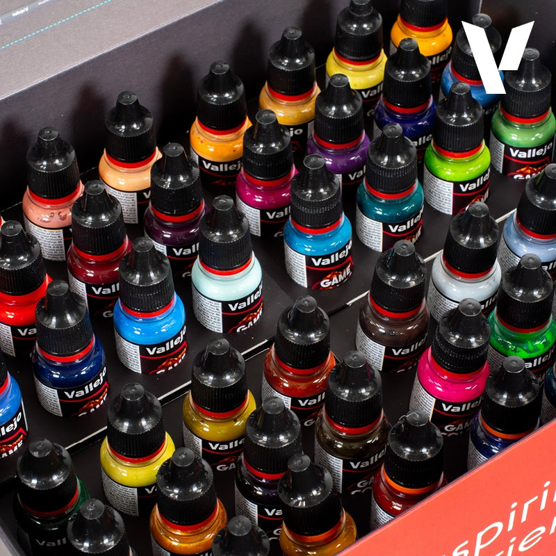 Vallejo 72182 Inspiration Color Set (User Guide )( 3 Synthetic Brushes ) - Game Color 48x18ml