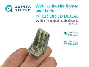 Quinta Studio QR+32033 Ceintures de sécurité pour avions de chasse de la Luftwaffe de la Seconde Guerre mondiale (avec boucles métalliques) (Tous les kits) 1/32