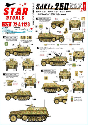 Star Decals 72-A1123 SdKfz 250 &amp;#39;neu&amp;#39; # 2 SdKfz 250/1, SdKfz 250/3 and SdKfz 250/7 - Waffen-SS markings 1/72