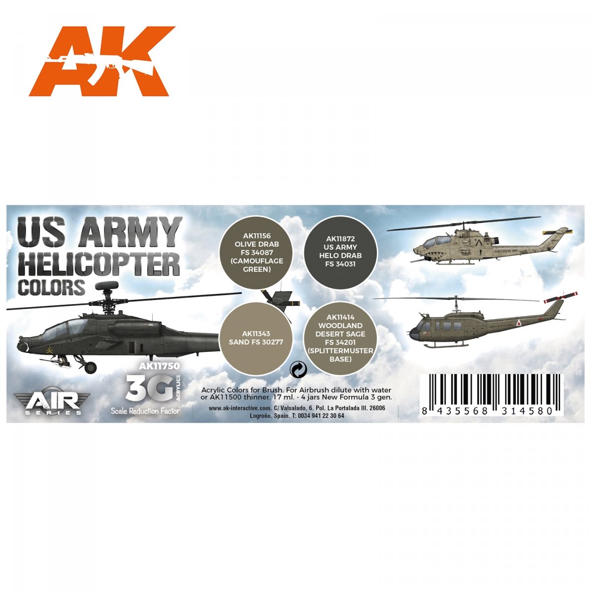 AK Interactive AK11750 US ARMY HELICOPTER COLORS 4x17 ml – zdjęcie 2