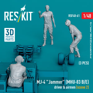 RESKIT RSF48-0061 MJ-4 &amp;quot;Jammer&amp;quot; (MHU-83 B/E) driver &amp;amp; airmen (scene 2) (3 pcs) (3D Printed) 1/48