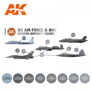 AK Interactive AK11746 US AIR FORCE &amp;amp; ANG MODERN AIRCRAFT COLORS 8x17 ml – immagine 2