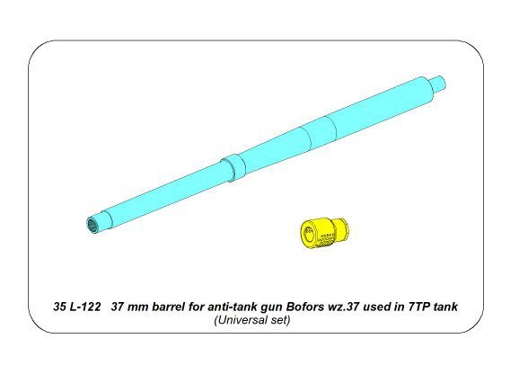 Aber 35L-122 37 mm barrel for anti-tank gun Bofors wz.37 used in 7TP tank 1/35 – image 6