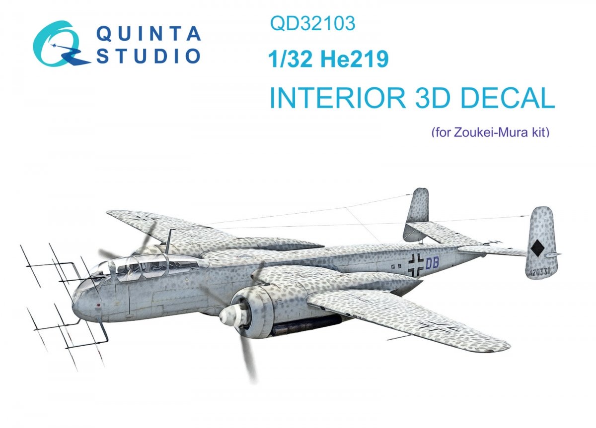 Quinta Studio QD32103 He 219 3D-Printed & coloured Interior on decal paper ( ZM SWS ) 1/32
