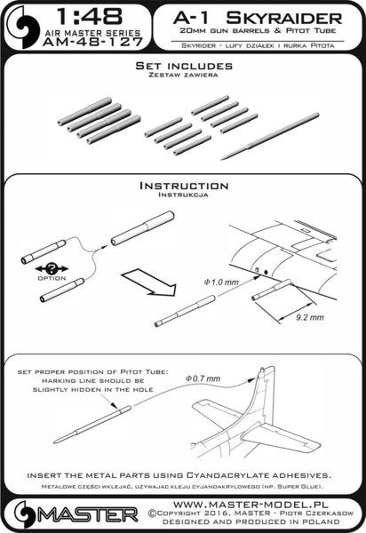 Master AM-48-127 A-1 Skyraider - 20mm cannon barrels and Pitot Tube 1/48 – image 4