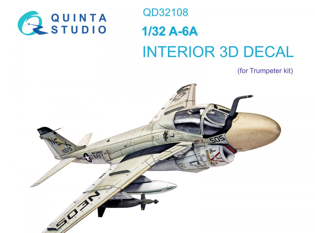 Quinta Studio QD32108 A-6A Intruder 3D-Printed &amp;amp; coloured Interior on decal paper (Trumpeter) 1/32