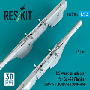 RESKIT RS72-0604 US weapon adapter for Su-27 Flanker (2 pcs) (GBU-39 SDB, GBU-62 (JDAM-ER)) (3D Printed) 1/72
