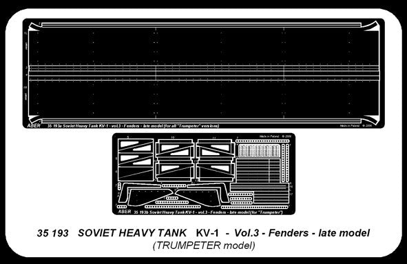 Aber 35193 Russian heavy tank KV-1 - vol.3 - additional set - fenders, late model 1/35 – zdjęcie 5