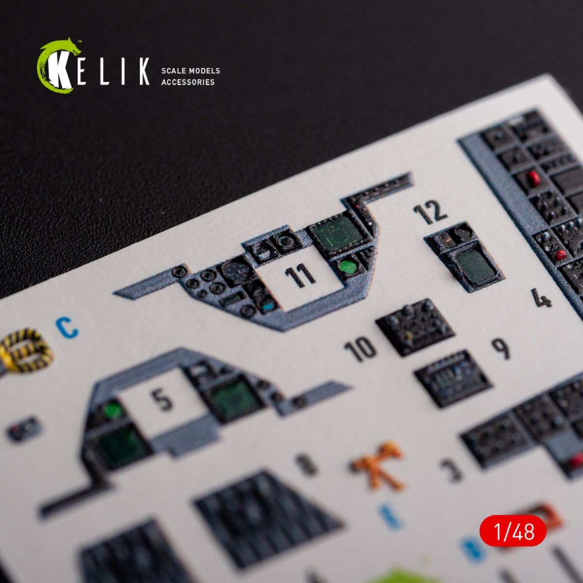 KELIK K48103 F-16A/C - interior 3D decals for Academy kit 1/48 – zdjęcie 2