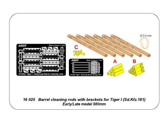 Aber 16025 Barrel cleaning rods with brackets for Tiger I – early/late 1/16 – zdjęcie 4