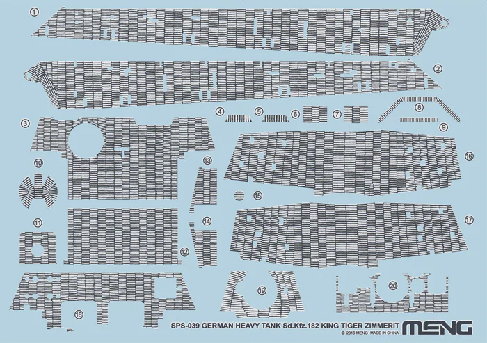 Meng modèle SPS-039 Sd.Kfz.182 autocollant King Tiger Zimmerit 1/35