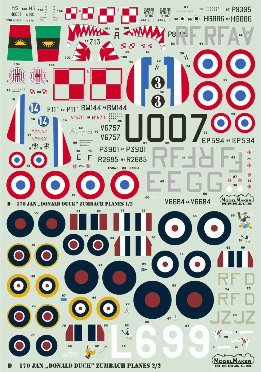ModelMaker Decals D48170 Jan &amp;quot;Donald Duck&amp;quot; Zumbach Planes 1/48 – zdjęcie 2