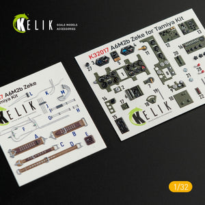 KELIK K32017 A6M2B ZEKE - DÉCALCOMANIES 3D INTÉRIEURES POUR MAQUETTE TAMIYA 1/32