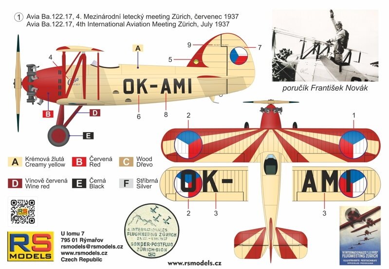 RS Models 94018 Avia Ba.122 - Zurich 1937 - Frantisek Novak 1/72 – image 2
