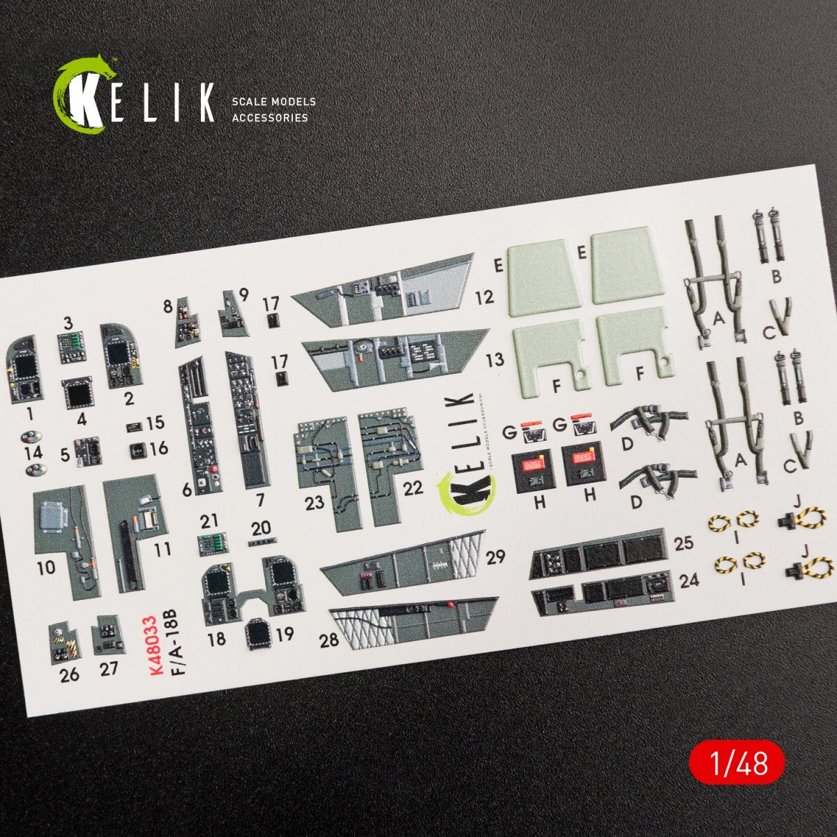KELIK K48033 F/A-18B &amp;quot;HORNET&amp;quot; INTERIOR 3D DECALS FOR KINETIC KIT 1/48 – zdjęcie 2