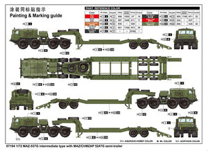 Trumpeter 07194 MAZ-537G intermediate type with MAZ/ChMZAP 5247G semi-trailer 1/72 – zdjęcie 3