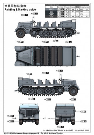Trumpeter 09575 Schwerer Zugkraftwagen 18 t Sd.Kfz.9 Artillery Version 1/35 – zdjęcie 3