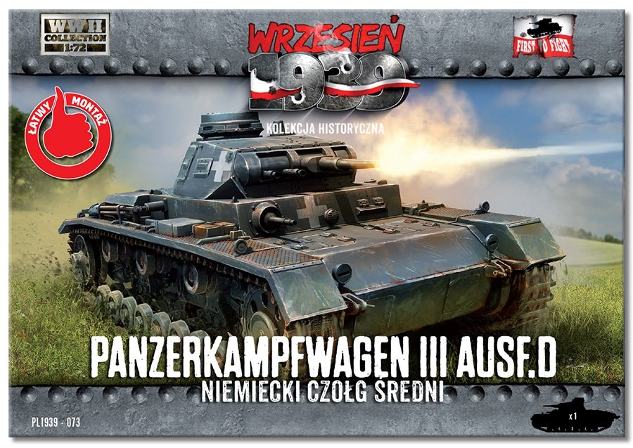 First to Fight PL073 Panzerkampfwagen III Ausf. D. Niemiecki czołg średni 1/72 – zdjęcie 2