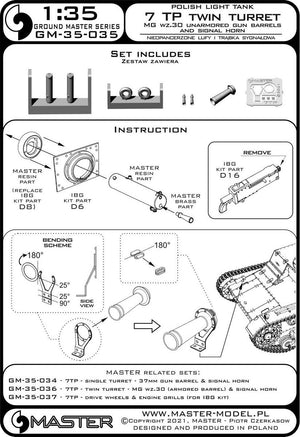 Master GM-35-035 Polish light tank 7TP - double turret - wz.30 heavy machine gun barrel (unarmored) and horn (for IBG set) 1/35 – image 15