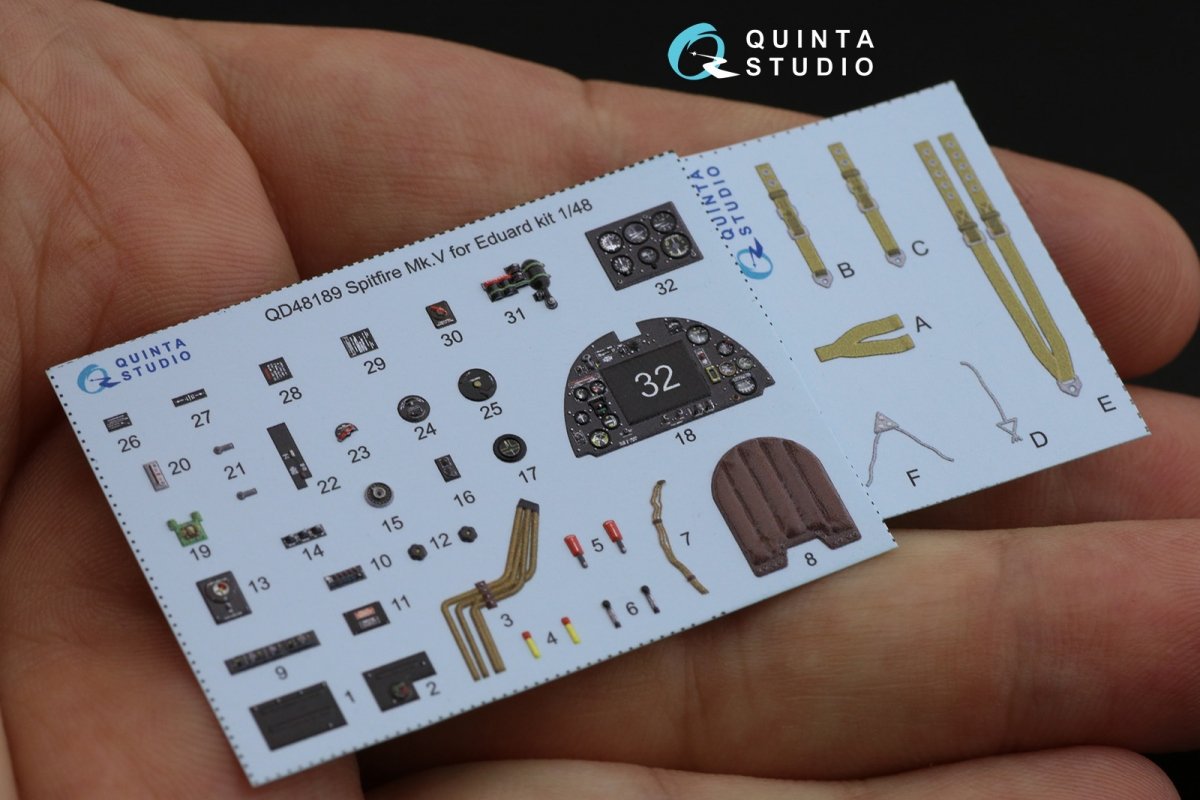 Quinta Studio QD48189 Spitfire Mk.V 3D-Printed &amp;amp; coloured Interior on decal paper (for Eduard kit) 1/48 – zdjęcie 5