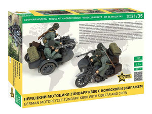 Zvezda 3717 German Motocycle Zündapp K800 with sidecar and crew 1/35 – zdjęcie 2