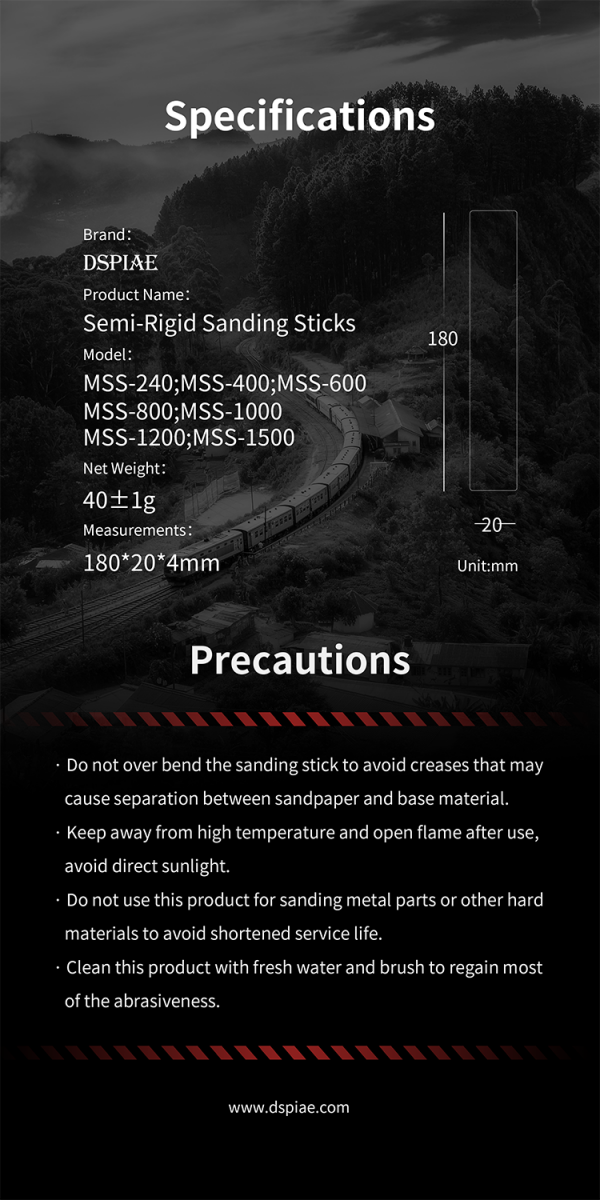 DSPIAE MSS-1000 Semi-Rigid Sanding Sticks #1000 x 3 PCS / pilnik elastyczny - ścierny – imagen 7