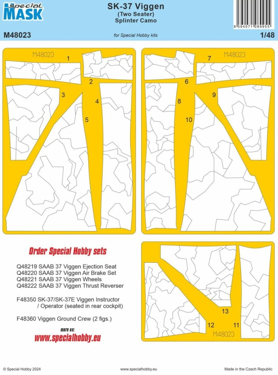Special Hobby M48023 SK-37 Viggen (deux places) Splinter Camo (pour kits de loisirs spéciaux) 1/48