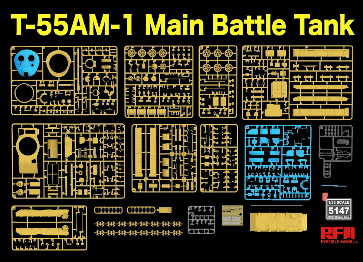 Rye Field Model 5147 T-55 AM-1 Main Battle Tank with Workable Tracks 1/35