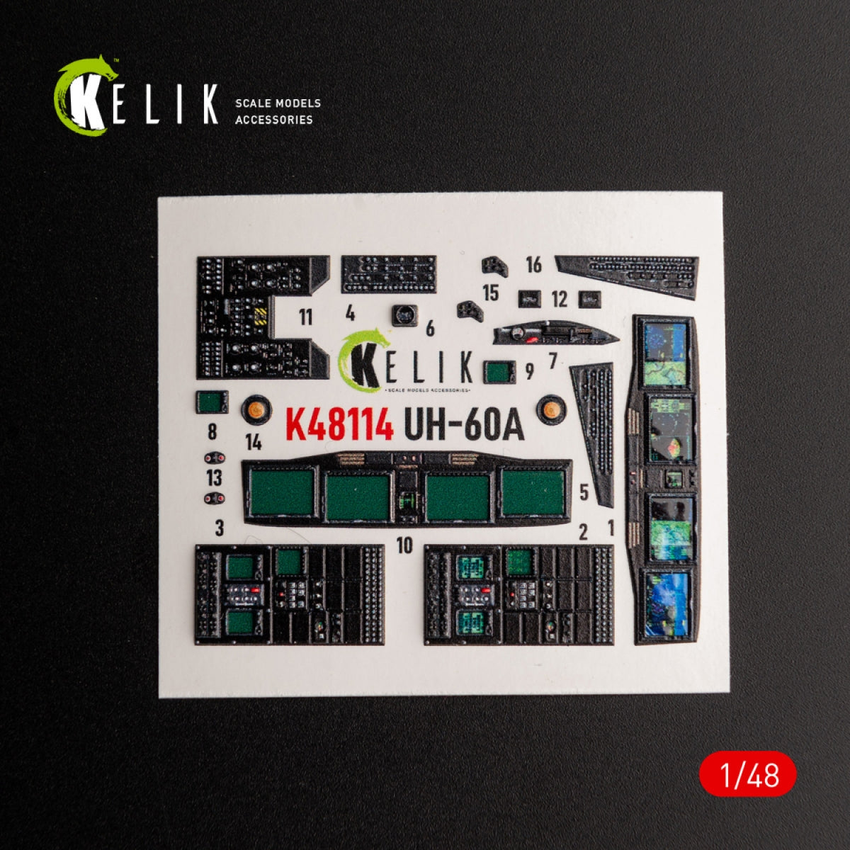 KELIK K48114 UH-60A Black Hawk - Type 2 &amp;quot;Defense Intelligence of Ukraine&amp;quot; interior 3D decals for ICM kit 1/48 – image 3