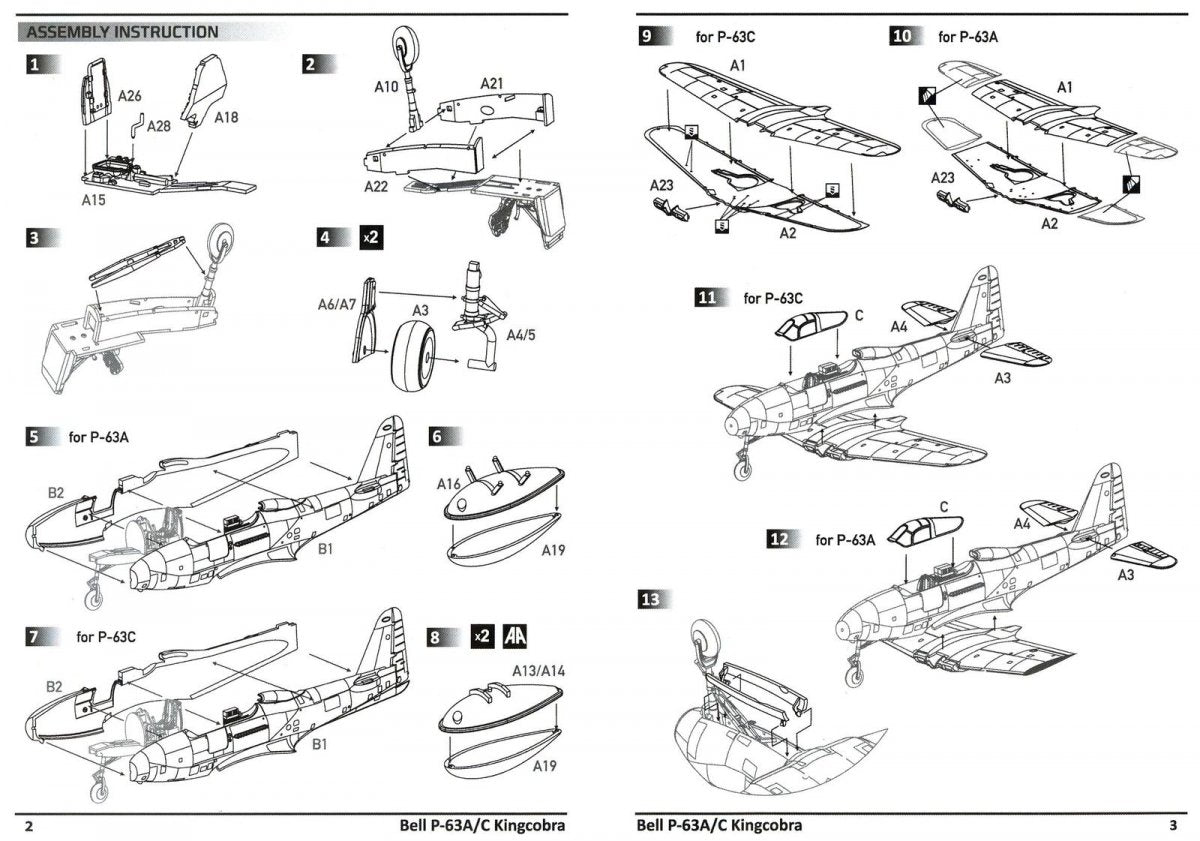 Dora Wings 14401 BELL P-63A P-63C KINGCOBRA Fighter DOUBLE KIT 1/144 – zdjęcie 3