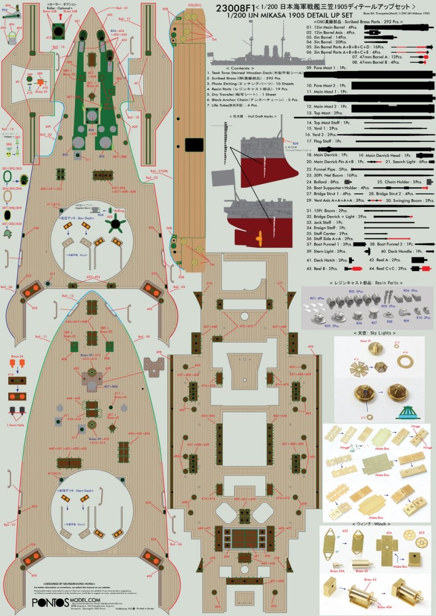 Pontos 23008F1 IJN MIKASA 1905 Detail Up Set 1/200 – zdjęcie 13