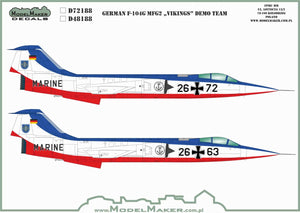 ModelMaker Decals D48188 German F-104G MFG2 &amp;quot;Vikings&amp;quot; DEMO TEAM 1/48