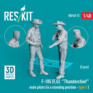 RESKIT RSF48-0072 F-105 (F, G) &amp;quot;Thunderchief&amp;quot; male pilots (in a standing position - type 1) (2 pcs) (3D Printed) 1/48
