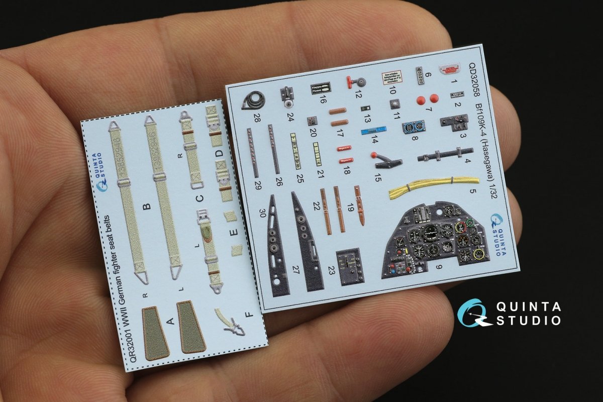 Quinta Studio QD32058 Bf 109K-4 3D-Printed &amp;amp; coloured Interior on decal paper (for Hasegawa kit) 1/32 – immagine 2