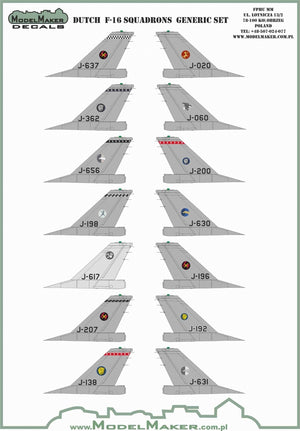ModelMaker Decals D48164 Dutch F-16 Squadrons - generic set 1/48