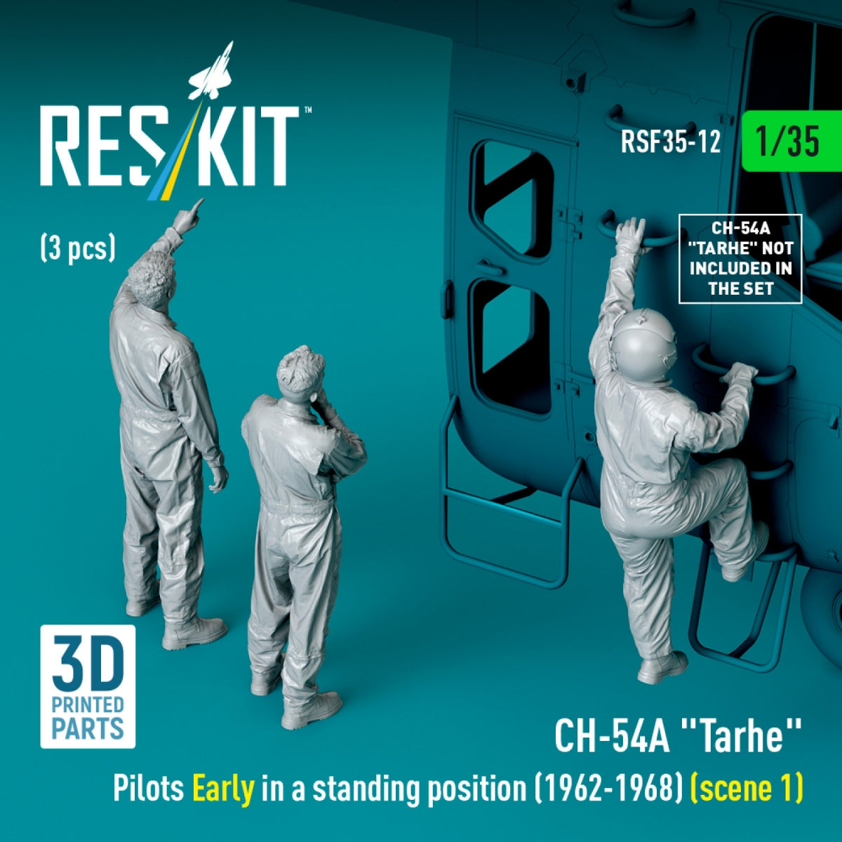 RESKIT RSF35-0012 CH-54A &amp;quot;Tarhe&amp;quot; pilots Early in a standing position (1962-1968) (scene 1) (3 pcs) (3D Printed) 1/35 – zdjęcie 2