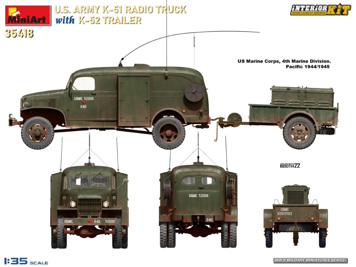 MiniArt 35418 US ARMY K-51 RADIO TRUCK WITH K-52 TRAILER. INTERIOR KIT 1/35 – zdjęcie 16