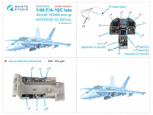 Quinta Studio QDS-48302 F/A-18C late 3D-Printed &amp;amp; coloured Interior on decal paper (Hasegawa) (Small version) 1/48 – zdjęcie 2