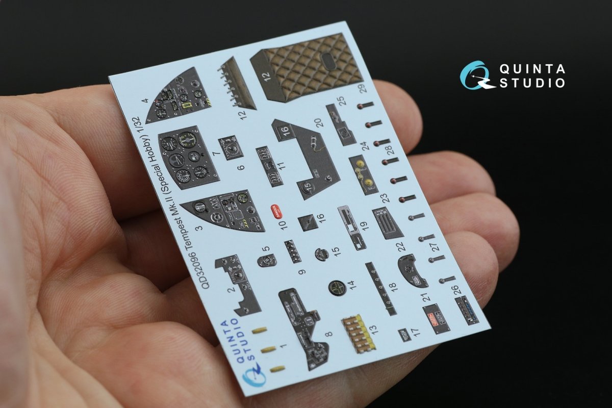 Quinta Studio QD32096 Tempest Mk.II 3D-Printed &amp;amp; colored Interior on decal paper (Special Hobby/Revell) 1/32 – image 8