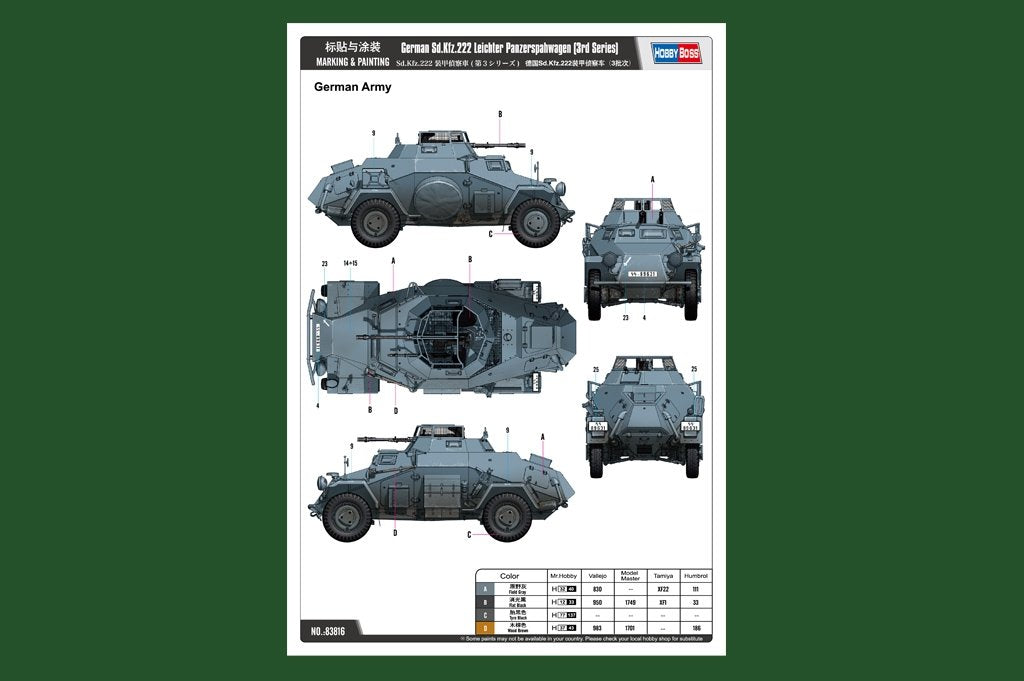 Hobby Boss 83816 German Sd.Kfz.222 Leichter Panzerspahwagen 1/35 – Bild 2